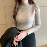 Semi-turtleneck bottoming shirt with autumn and winter slim-fit sweater women's long-sleeved knitted sweater top Dalang source factory wholesale