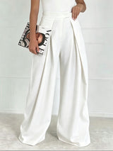 Pinch Pleat Wide Leg Suit Trousers