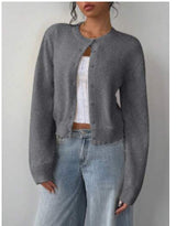 Crew Neck Knit Cardigan