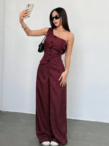 One Shoulder Top and Trouser Set