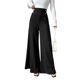 Metal Button Floor Length Trousers