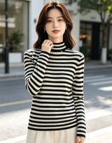 Velvet Touch Striped Mock Neck Top