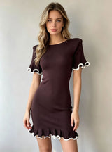 Ruffle Sleeve Knit Midi Dress