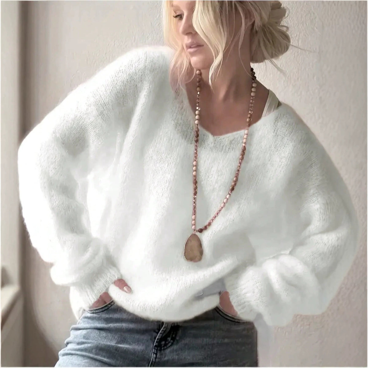 Soft V-Neck Knit Sweater