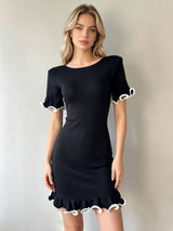 Ruffle Sleeve Knit Midi Dress