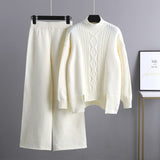Thick Turtleneck Knit and Wide Leg Set