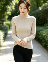 Brushed Double Yarn Mock Neck Sweater
