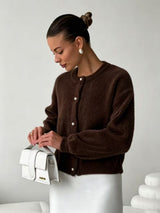 Faux Mink Pearl Button Cardigan
