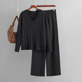 Cable Knit V Neck and Wide Leg Set