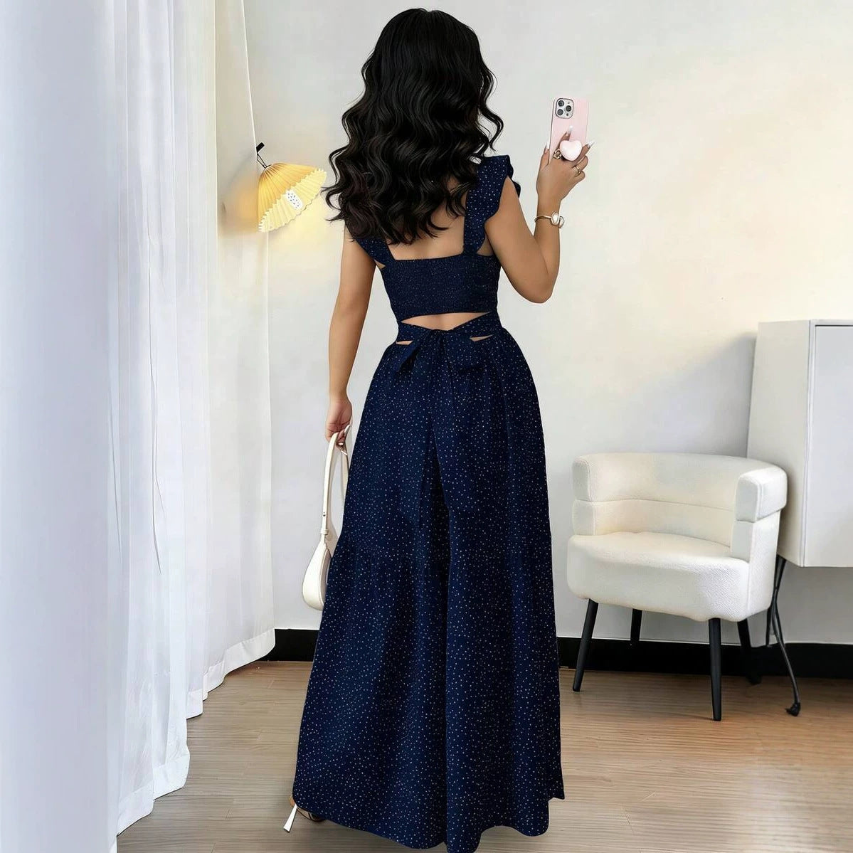 Square Neck Polka Dot Maxi Dress