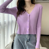 Short sweater slim cardigan jacket women's knitted sweater 2021 new autumn long-sleeved outer top wholesale