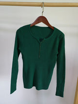 Stretch Ribbed V Neck Knit Top