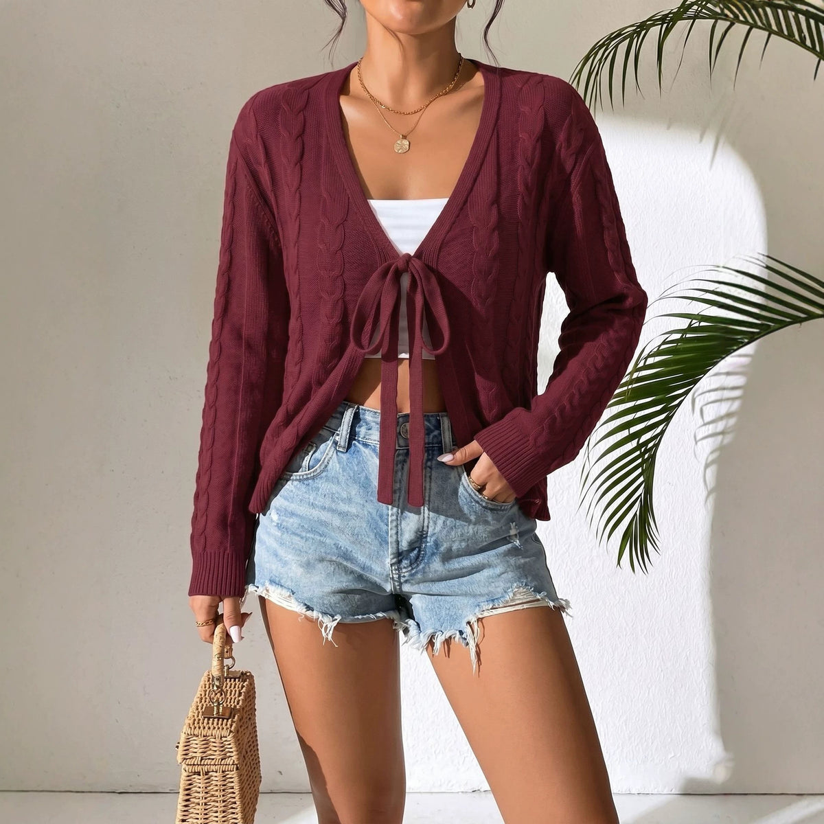 Bow Tie Twist Knit Cardigan