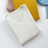 Super Soft Ribbed V Neck Pullover