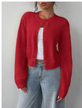 Crew Neck Knit Cardigan