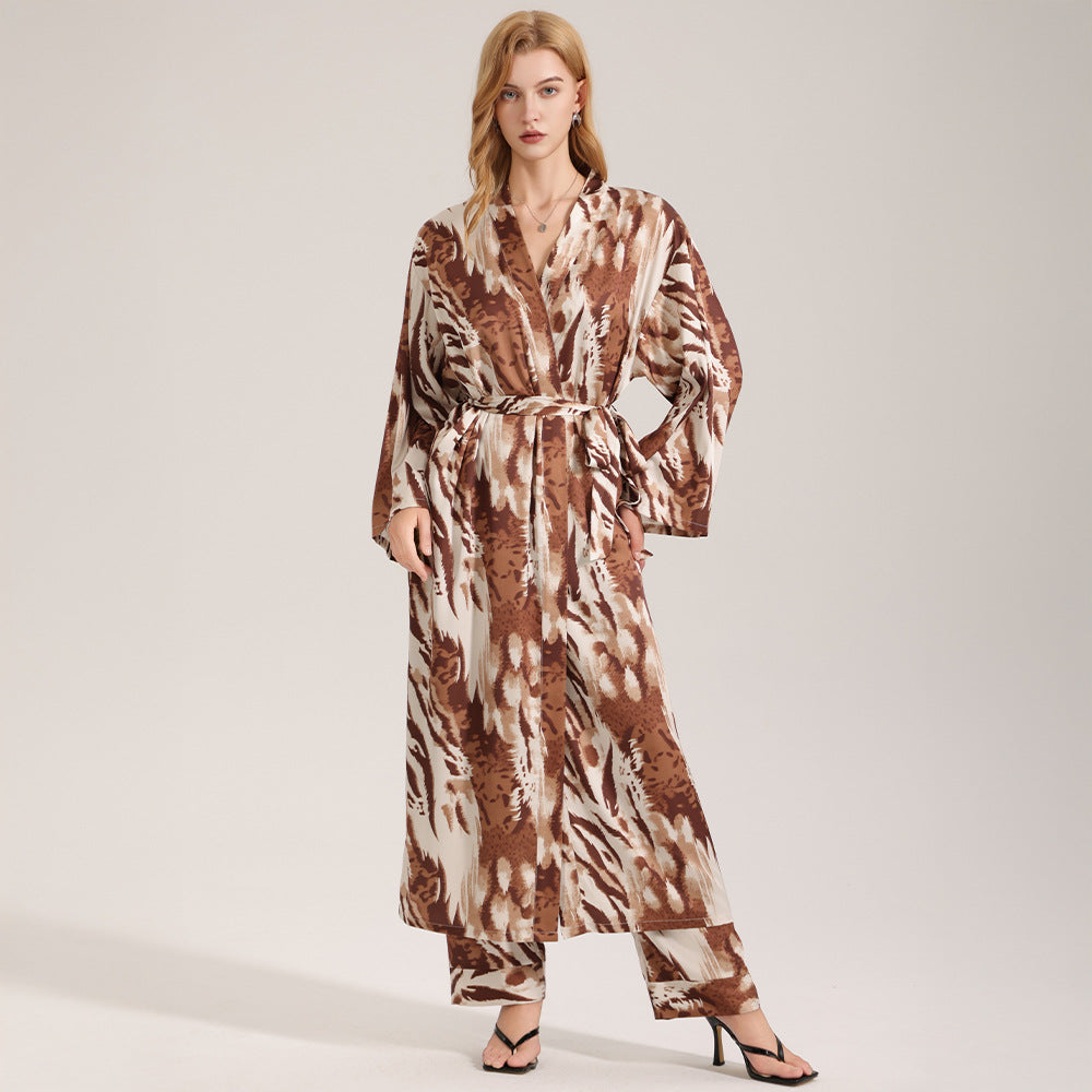 The Leopard Luxe | Women's Leopard Print Satin Long Robe