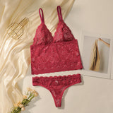 The French Lace | Women's Ultra-Thin Lace Wireless Triangle Bra & Panty Set