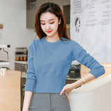 Knitted short top bottoming shirt autumn and winter 2021 new slim-fitting long-sleeved round neck with high-waisted sweater women's wholesale