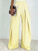 Pinch Pleat Wide Leg Suit Trousers