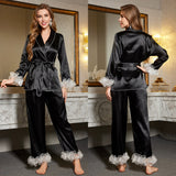 Organza Lace Satin Pajama Set