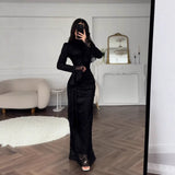 Jacquard Stand Collar Evening Gown