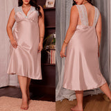 Plus Size Lace Trim Long Nightdress