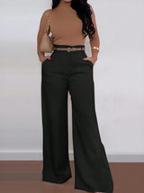 Twill Wide Leg Suit Trousers