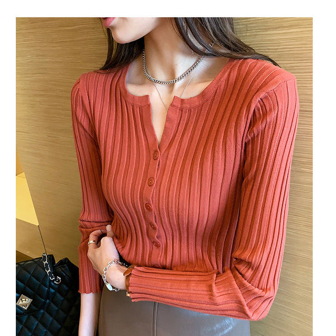 Thick Rib Crew Neck Knit Cardigan