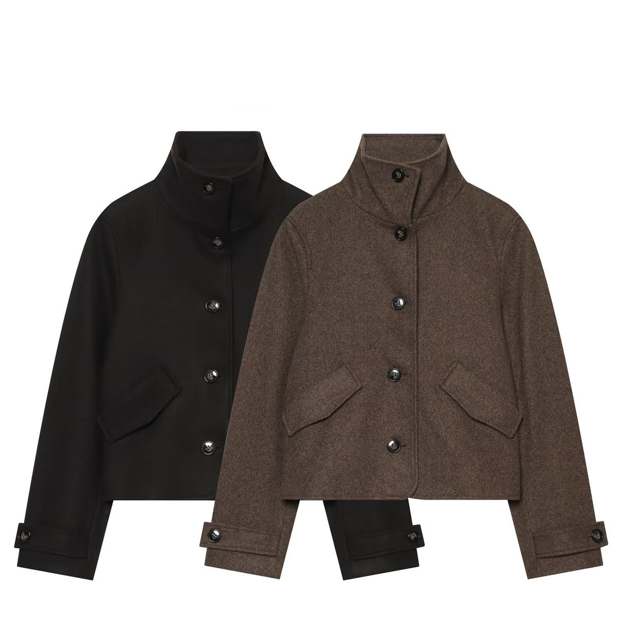 Funnel Neck Button Jacket