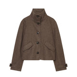 Funnel Neck Button Jacket