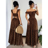 Square Neck Polka Dot Maxi Dress