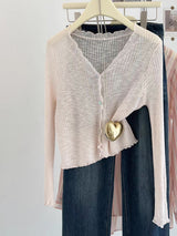 Frill Edge Slub Knit Sun Cardigan