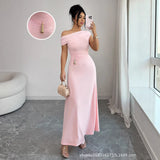 One Shoulder Pleated Maxi Dress