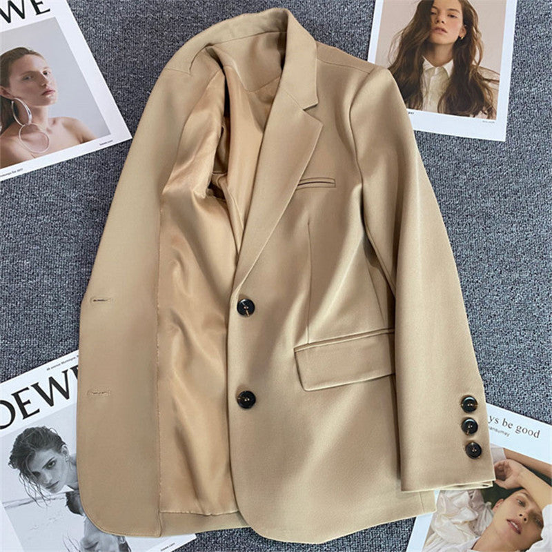 Loose Straight Blazer For Women with Black Buttons