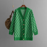 Argyle V Neck Longline Cardigan