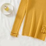 Lace Collar Mock Neck Knit Top