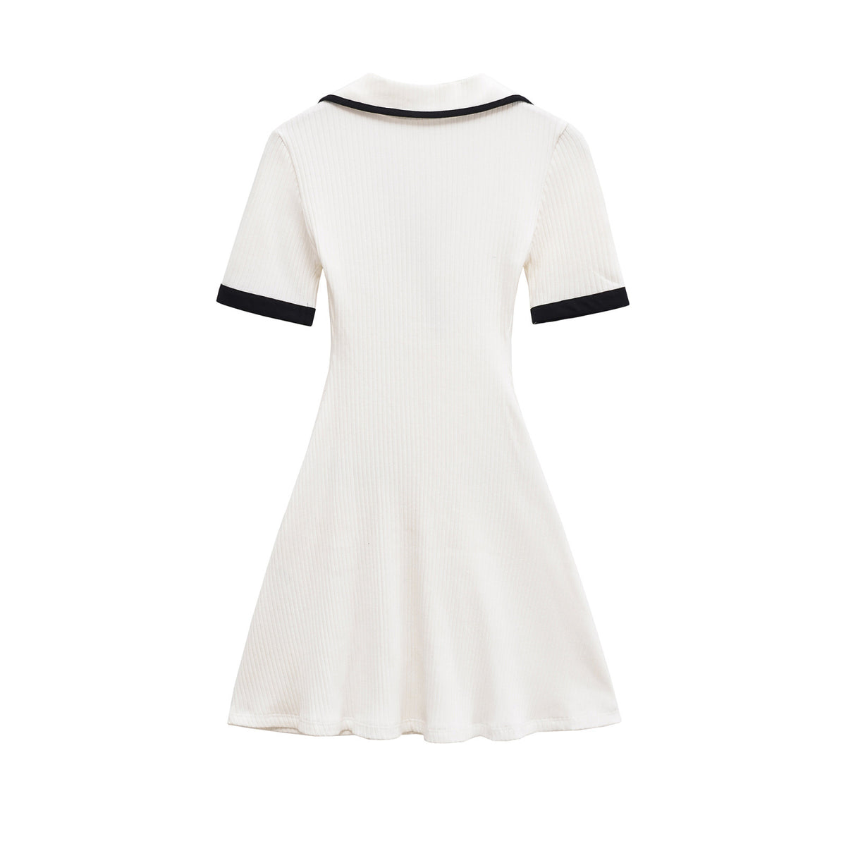 Metal Button V Neck Mini Dress