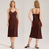 The Coffee Serenity | Women's Simple Satin Suspender Maxi Nightdress