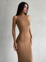Sleeveless Knit Column Maxi Dress