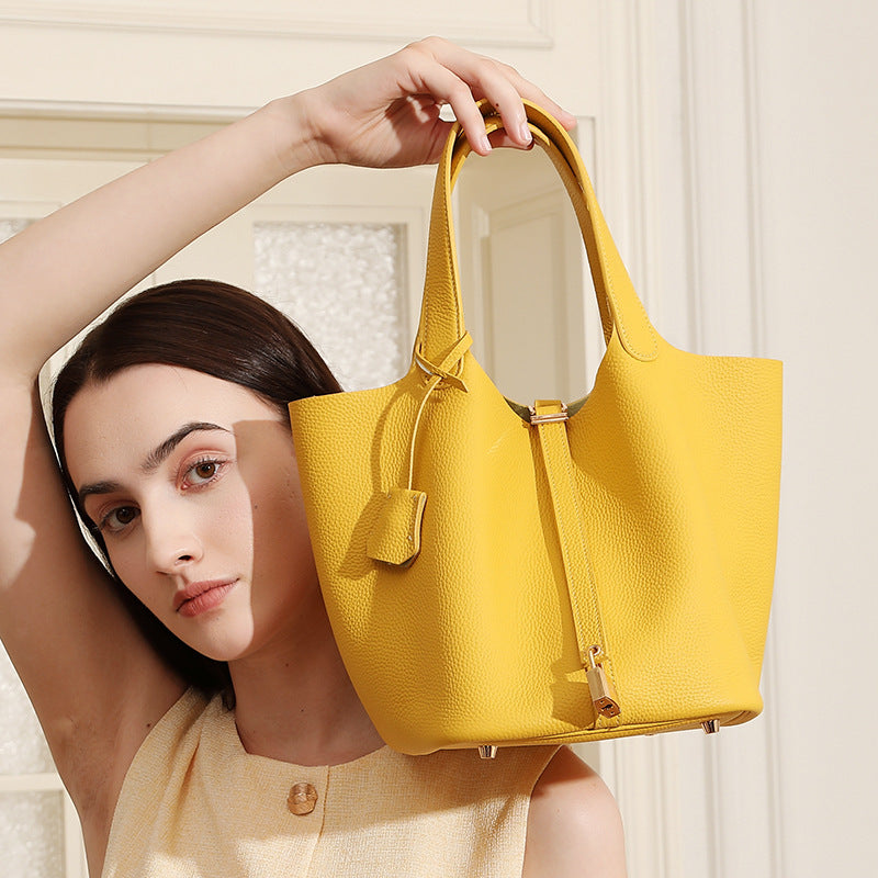 Leather Basket Handbag