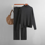 Ribbed Mock Neck Lace Up Knit Set