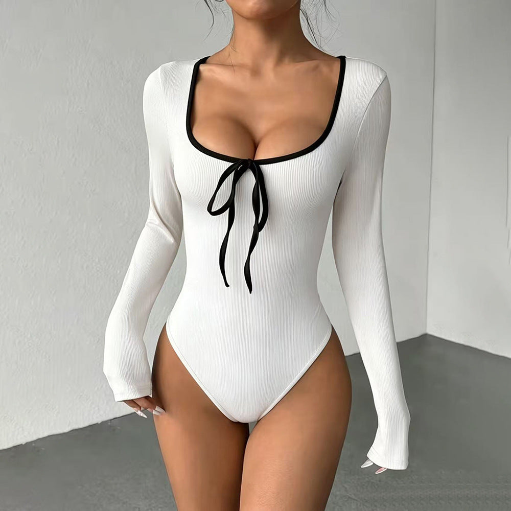 Lace Up Ribbed Playsuit