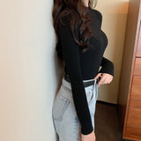 Stretch Mock Neck Knit Top 19 Colours