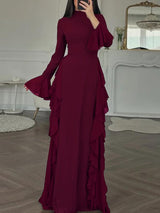 Flared Sleeve A-Line Maxi Dress