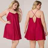 The Satin Whisper | Solid Color Strap Mini Satin Sleep Dress