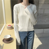 Vertical Rib Loose Crew Neck Knit Top