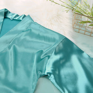 Satin Silk Cardigan Lace - up Nightgown Solid Color - Negative Apparel