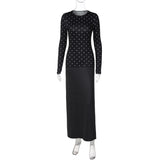 Polka Dot Long Sleeve Maxi Dress