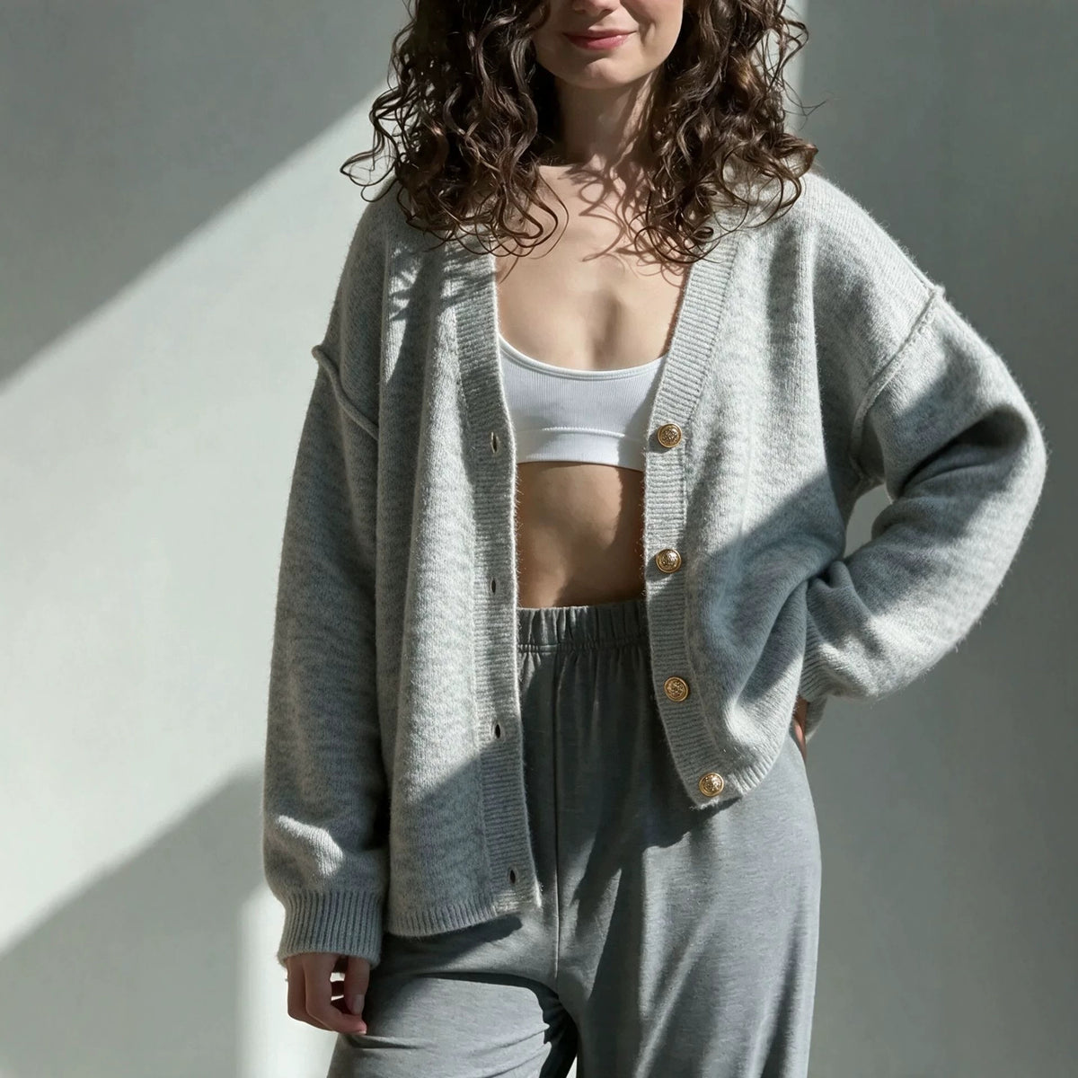 Marl Grey V-Neck Cardigan