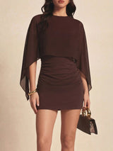 Cape Sleeve Mini Dress